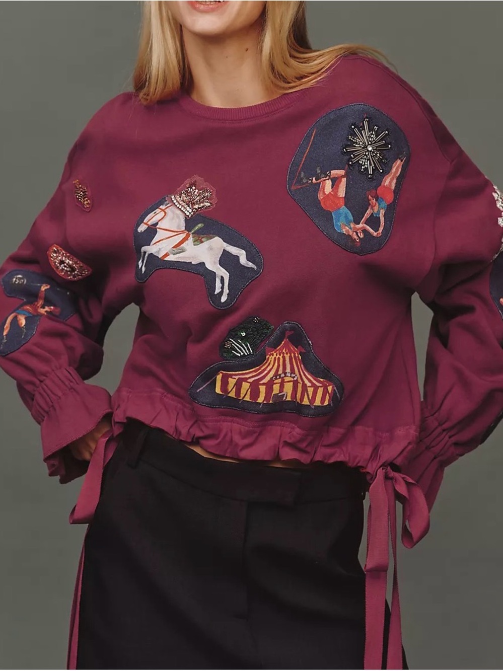 Exclusive Maeve by Nathalie Lete Circus Drawstring Sweater